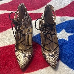 Snakeskin Lace-Up Women's Heels